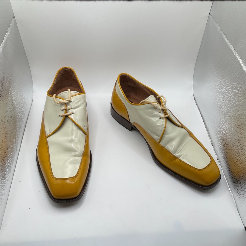 Emilio Franco Cosimo Vintage Two-Tone Dress Shoes Yellow Cream Rockabilly‎ 8.5